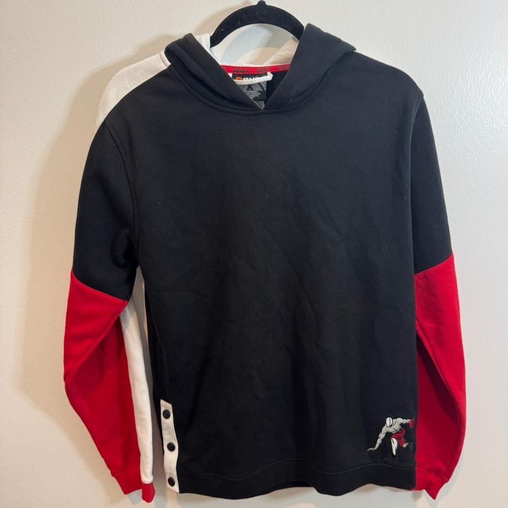 AND1 Boys XXL 18 Basketball Hoodie‎ Black Red White Colorblock Vintage Style